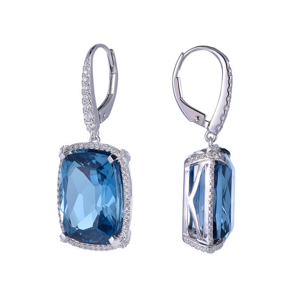Boucles d'Oreilles Topaze Bleue de Londres en Or Blanc